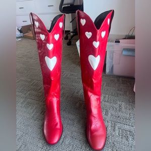 BRAND NEW trendy red and hearts COWGIRL BOOTS